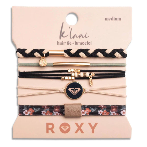 "Roxy Coastal Drift" Black & Neutral Beachy Vibe Hair Tie Bracelets: Small