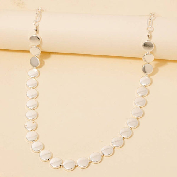 Mixed Metallic Disc And Oval Chain Long Necklace: G - Lulu Bella Boutique