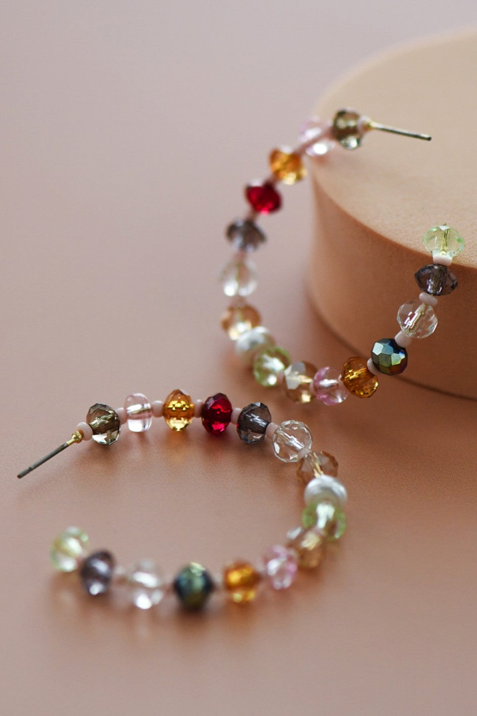 Colorful Crystal Beaded Hoops