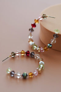 Colorful Crystal Beaded Hoops