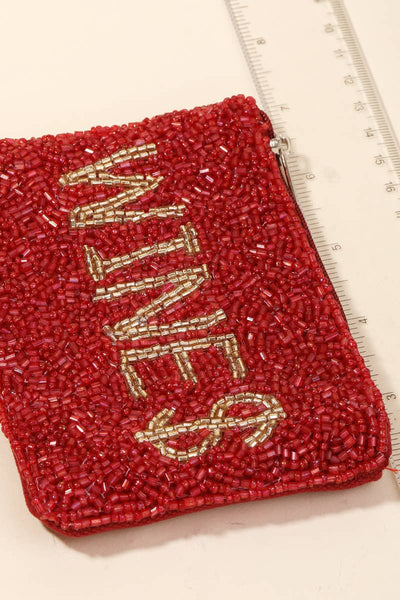 Wines Seed Beaded Coin Purse: RED - Lulu Bella Boutique