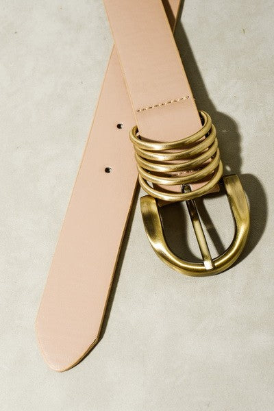 Rounded Buckles Leather Belt - Lulu Bella Boutique