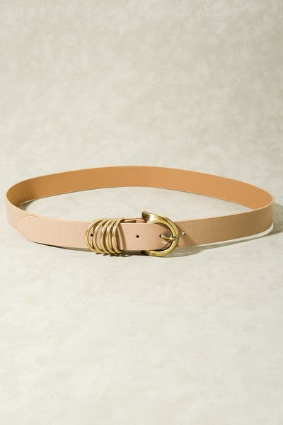 Rounded Buckles Leather Belt - Lulu Bella Boutique