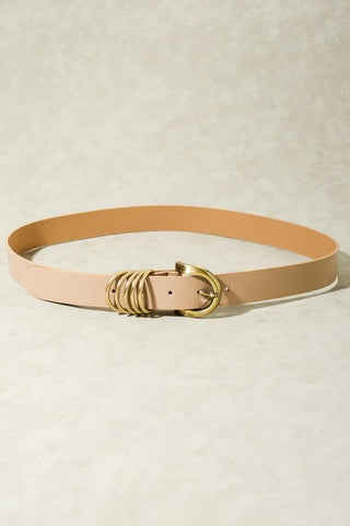 Rounded Buckles Leather Belt - Lulu Bella Boutique