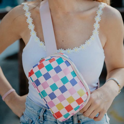 Multicolored Checkered Pattern Fanny Pack