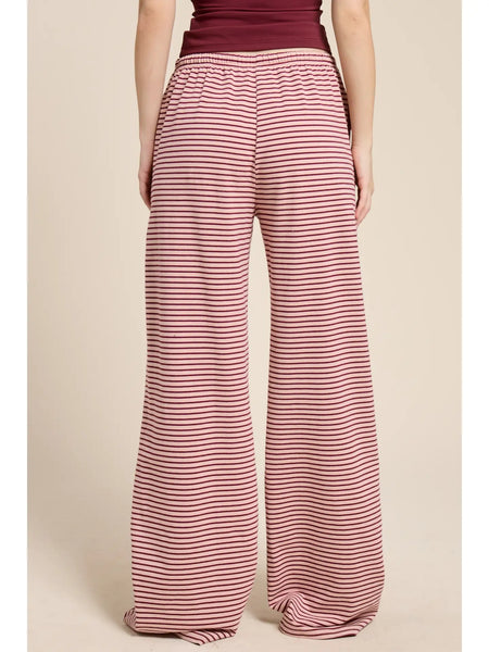 Striped Oversized Long Sleeve Lounge Set: Berry - Lulu Bella Boutique