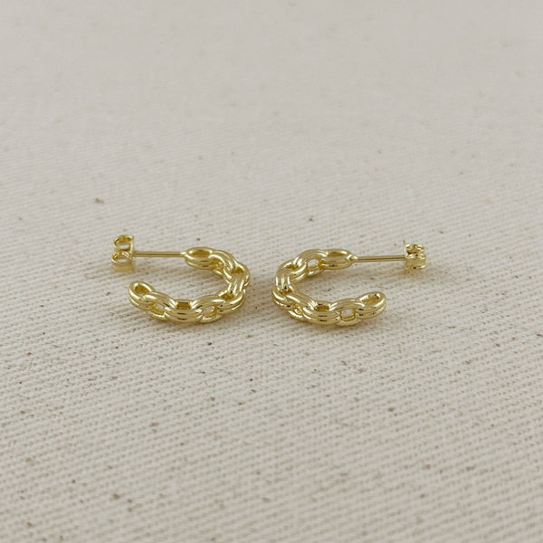 18k Gold Filled Chain C-Hoop Earrings - Lulu Bella Boutique
