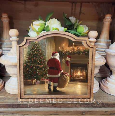 Provincial Fireplace Santa Framed Art - Lulu Bella Boutique
