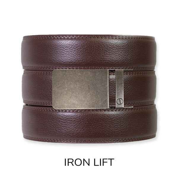 Espresso Leather Rachet Belt & Buckle Set: Gun Metal - Lulu Bella Boutique