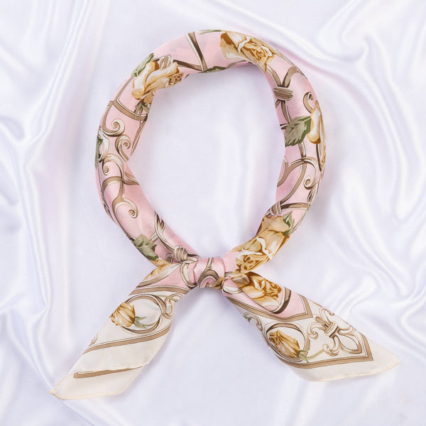 FLOWER SILKY BANDANA NECK SCARF, DS 31161: ORN - Lulu Bella Boutique