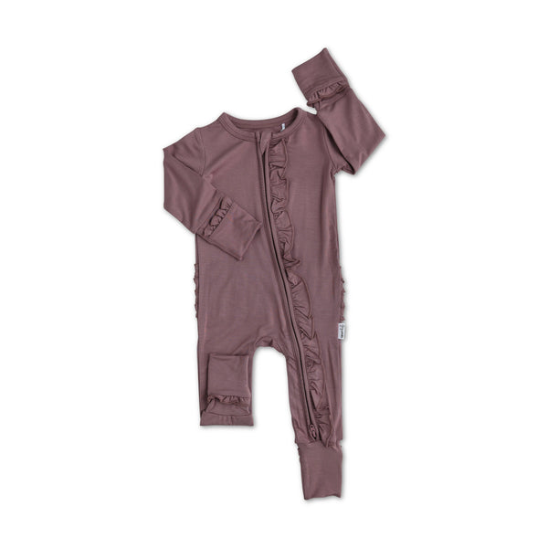 Bamboo Baby Pajama Sleepies Little Baby Ruffle Zip Kate Mauve: Newborn