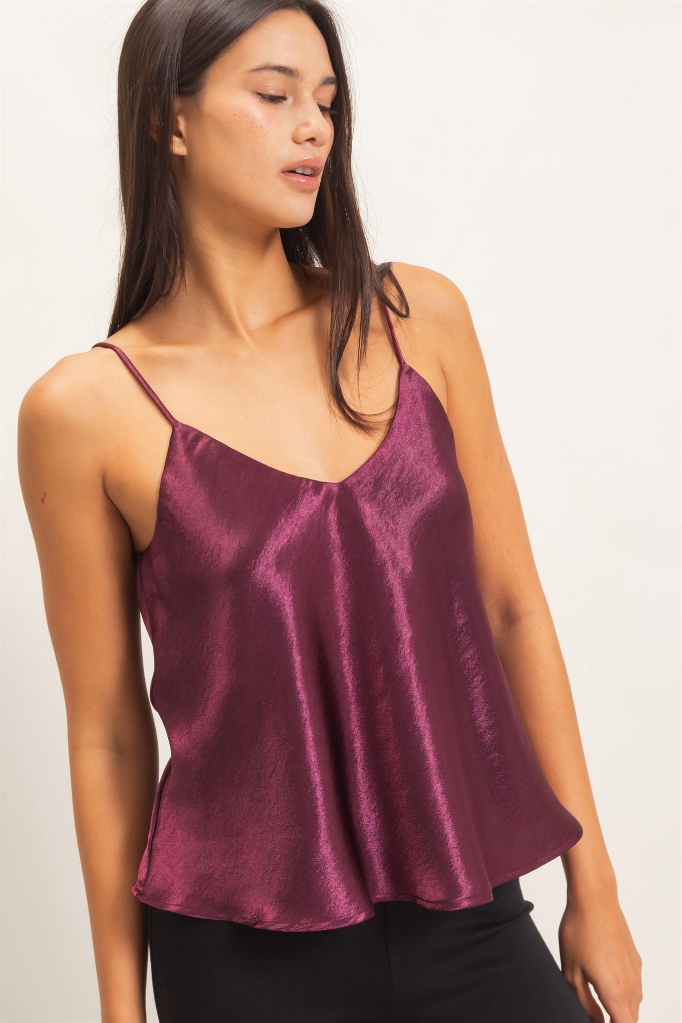V-neck Satin Cami Top | Lulu Bella Boutique