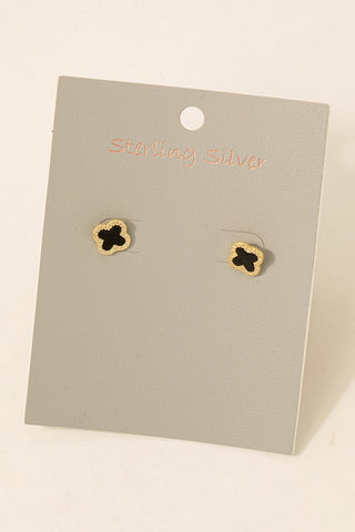 Sterling Silver Studded Clover Stud Earrings
