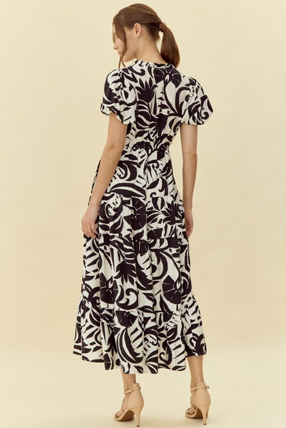 Print Midi Dress with Pockets