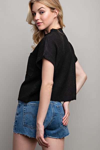 Drop Shoulder Rib-knit Sweater Top