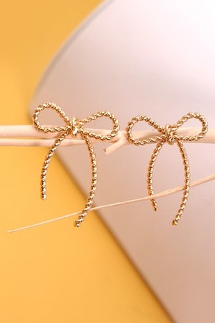 Rope Bow Stud Earrings