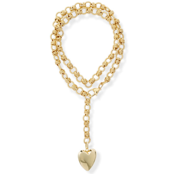 The Rowan Heart Lariat Necklace in Gold