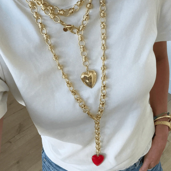 The Rowan Heart Lariat Necklace in Gold