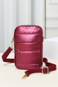 Puffer Rectangle Crossbody Bag in Burgundy