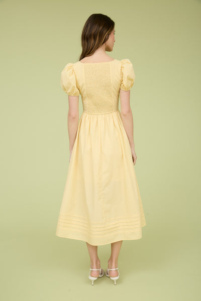 Balloon Sleeve A-line Midi Dress - Lulu Bella Boutique
