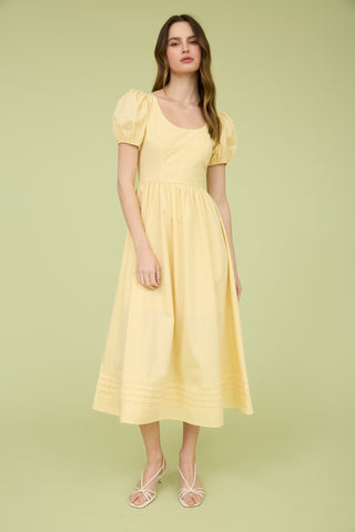 Balloon Sleeve A-line Midi Dress - Lulu Bella Boutique
