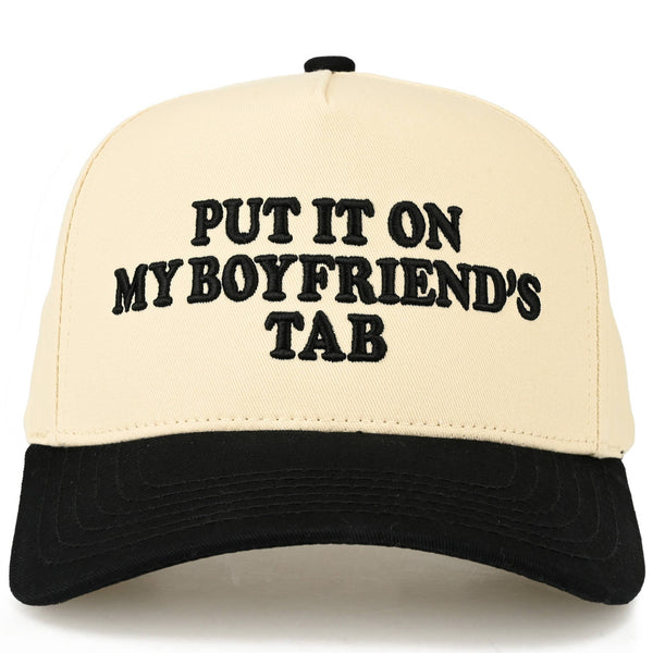 C.C PUT IT ON MY BOYFRIEND'S TAB Letter Two Tone Trucker Hat: Black - Lulu Bella Boutique
