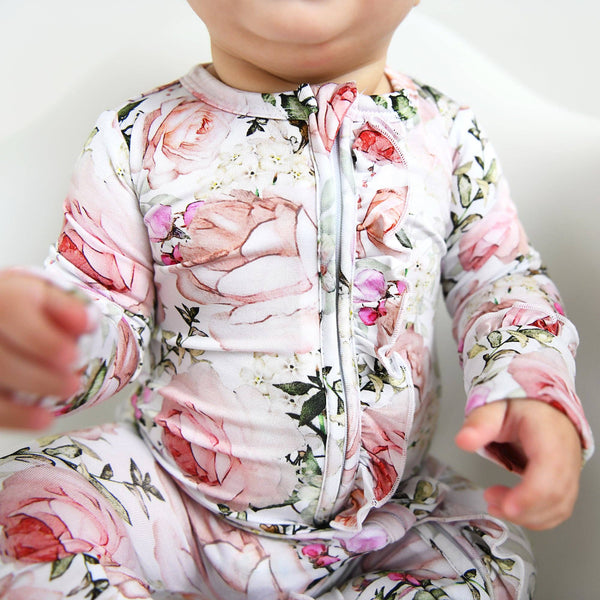 Bamboo Baby Pajama Sleepies Little Baby Ruffle Zip Caroline: 2T