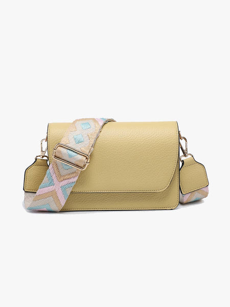 M2278 Noah Flapover Crossbody w/ Guitar Strap: Daffodil - Lulu Bella Boutique