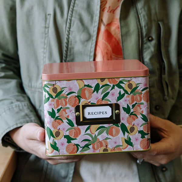 Peach Blossom Tin Recipe Box - Lulu Bella Boutique