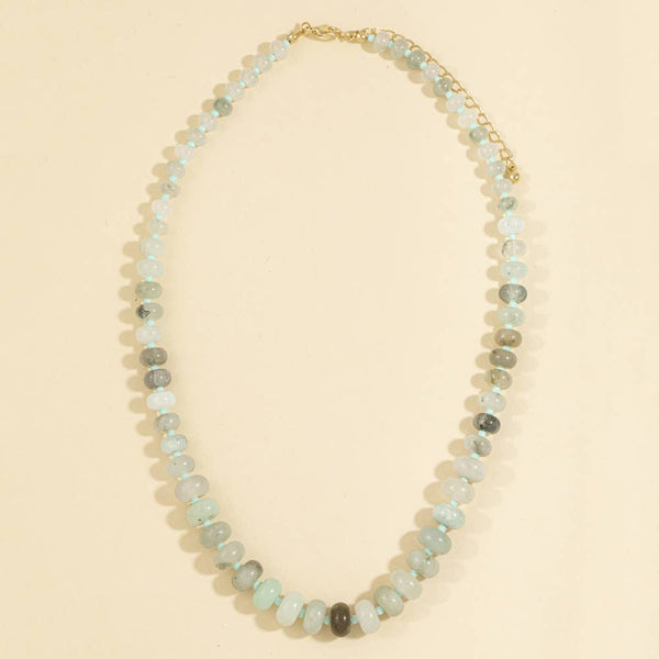 Rondelle Semi Precious Stone Beaded Necklace: LGRY