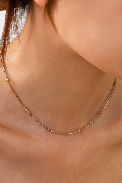 STAINLESS STEEL WATERPROOF TARNISH FREE NECKLACE | 40NK318: SNAKE - Lulu Bella Boutique