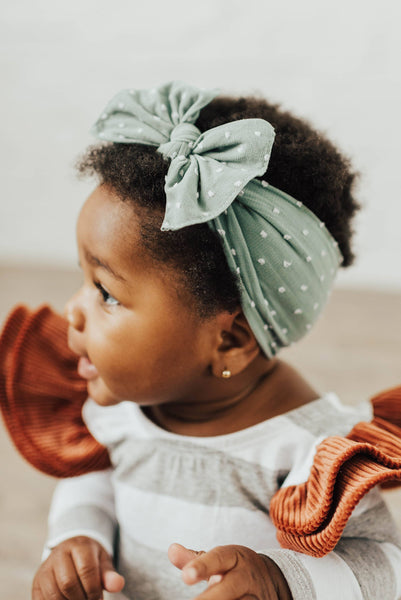 Baby Bling® Shabby Dot Knot soft nylon headband: Pink/Pink dot