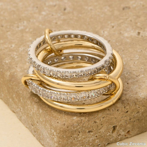 Gold Dipped Cz Pave Linked Band Rings