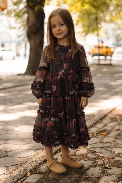 Mini Geneva Dress in Aubergine Resplendent Bloom