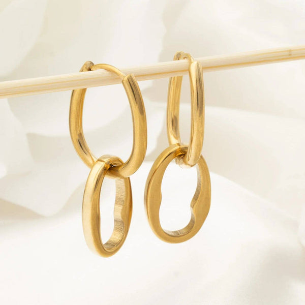 14K Gold Filled PLUS™ Interlocked Oval Pendant Earrings: Gold