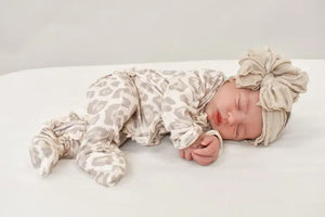 Natural Leopard Footie: 3-6M