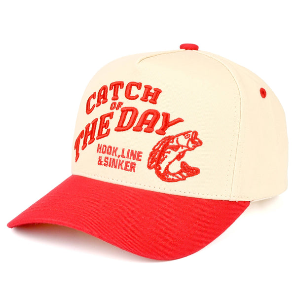 C.C CATCH OF THE DAY Embroidered Letter Two Tone Trucker Hat: Red - Lulu Bella Boutique