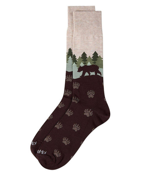 Mountain Bear Men`s Bamboo Crew: Brown / 10-13