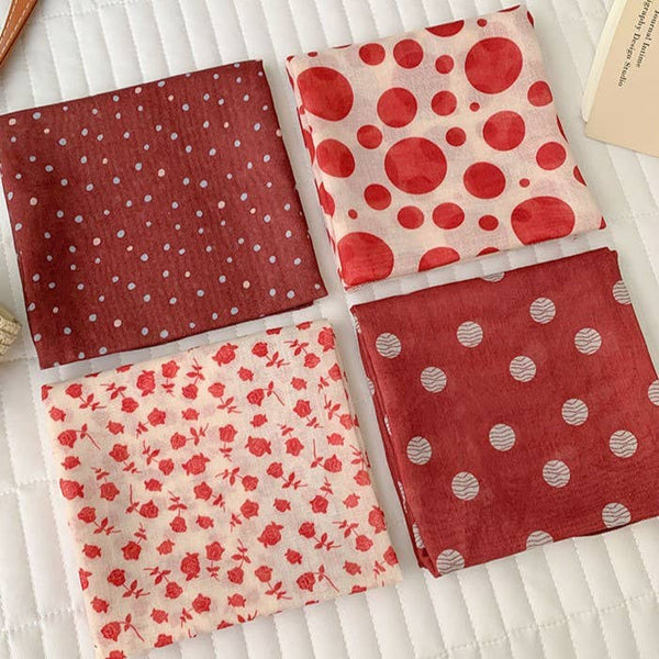 Maillard style French polka dots red square scarf Bandana - Lulu Bella Boutique