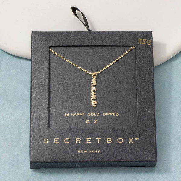 14K Gold Dipped Mama Script Pendant Necklace: GD - Lulu Bella Boutique