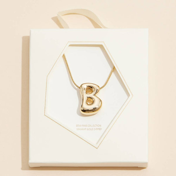 18K Gold Dipped Assorted Letters Bubble Monogram Necklaces: Gd - Lulu Bella Boutique