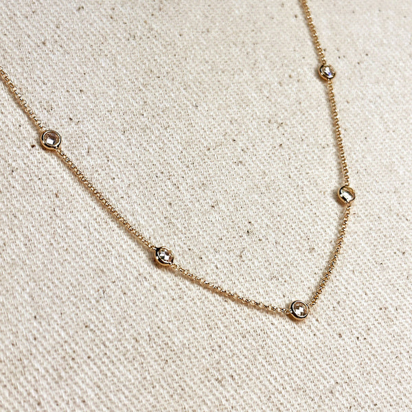 18k Gold Filled CZ Bezel Detailed Belly Chain - Lulu Bella Boutique