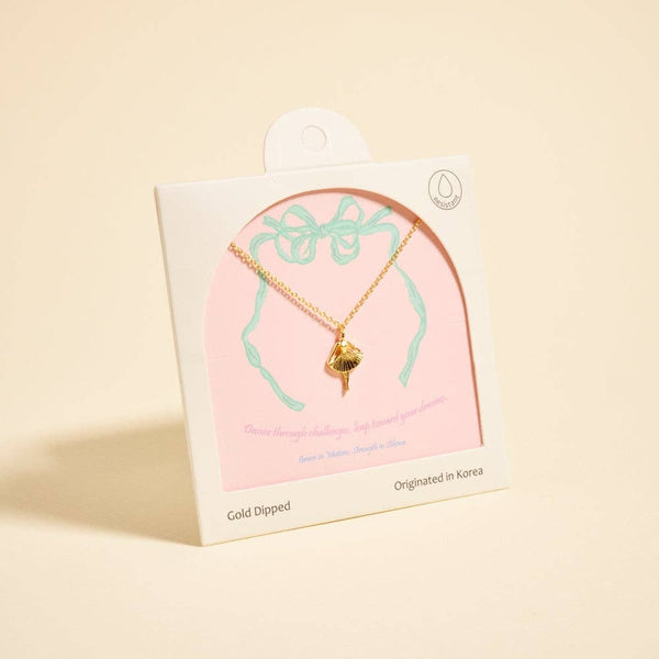 18K Gold Dipped Ballerina Ballet Necklace: 18K GD / ONE