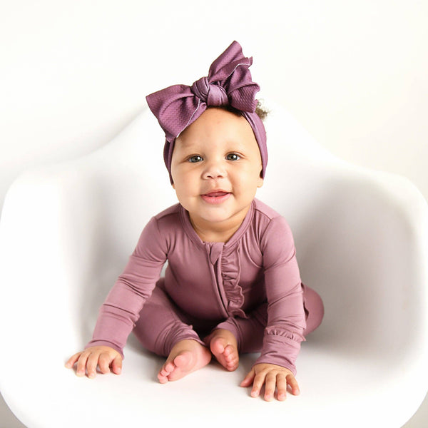 Bamboo Baby Pajama Sleepies Little Baby Ruffle Zip Kate Mauve: Newborn