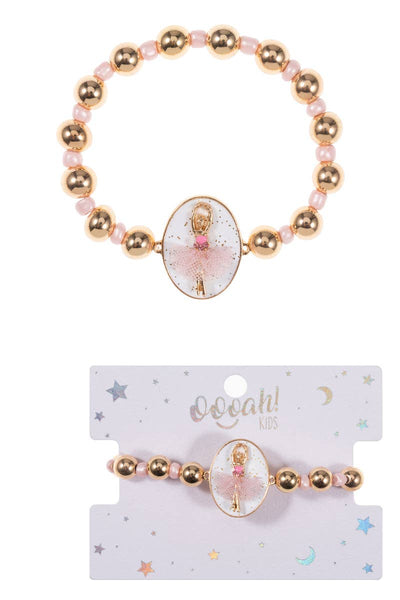 Oval Shaped Ballerina Kids Stretch Bracelet: LPK / ONE