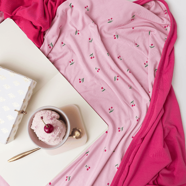 Cherry Swaddle Blanket: Adult (57" x 72") - Lulu Bella Boutique