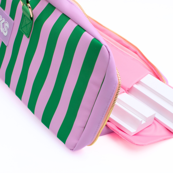 Mahjong Rack Bag  |  Fits 20" Racks + Folded Mat : Stripes- Pink & Red Rack Bag