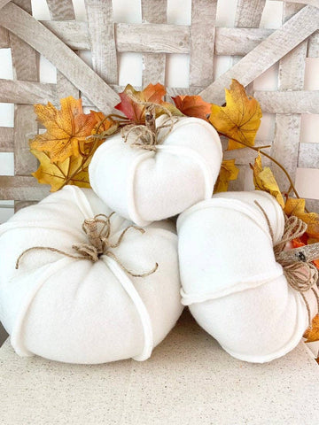3 Pc. Cream Fabric Pumpkin Set - Lulu Bella Boutique