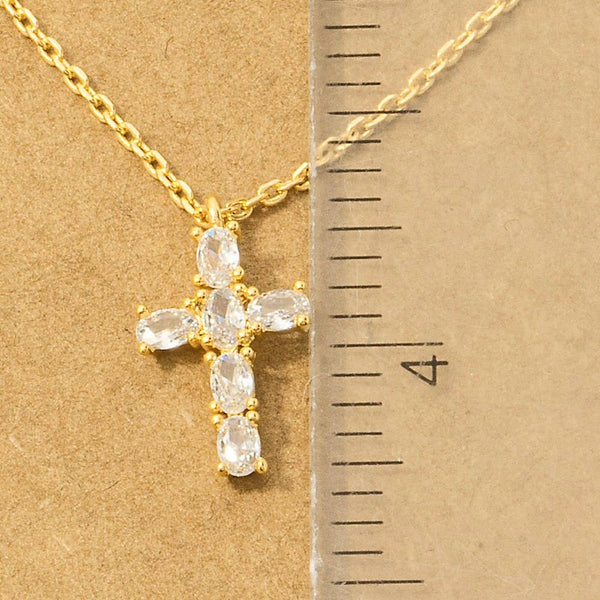 CZ Cross Pendant Necklace: G - Lulu Bella Boutique