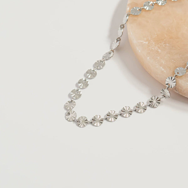 18K Gold PVD Stainless Steel Sunburst Chain Necklace: Stainless / 16+2" - Lulu Bella Boutique